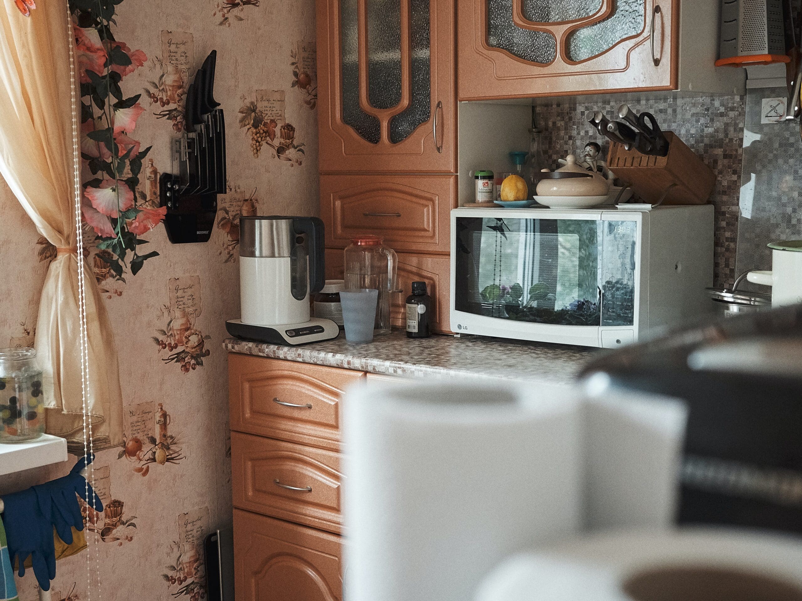 Microwave Oven in a Kitchen