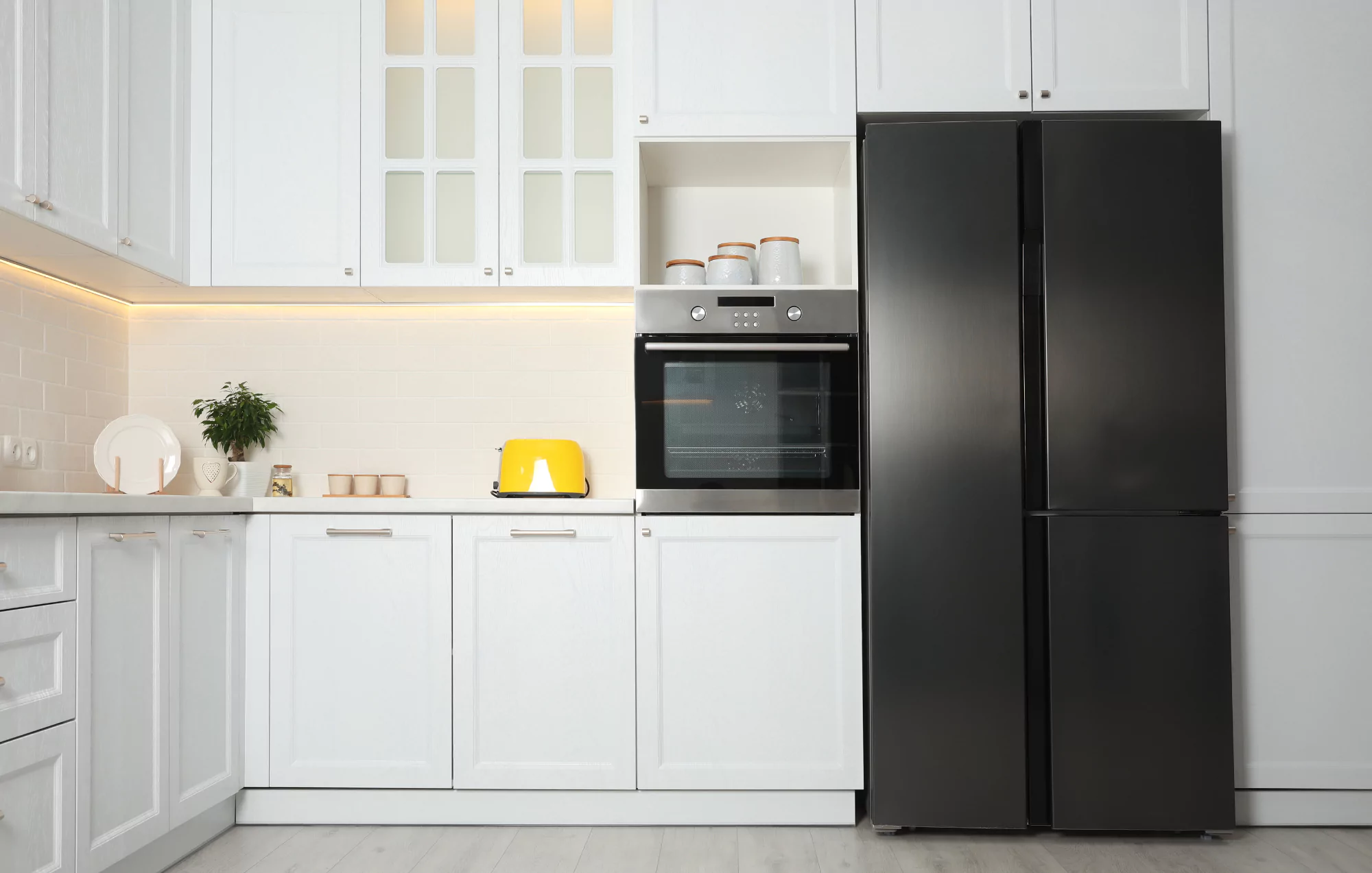 refrigerator in kitchen