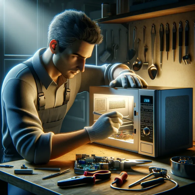 tech repairing microwave