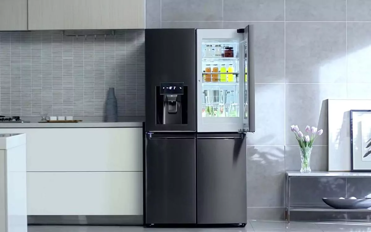 closed fridge in kitchen