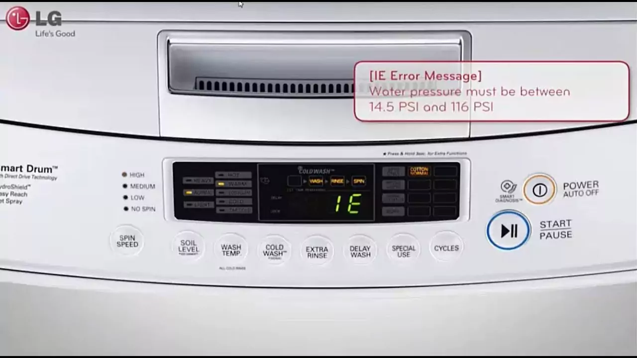 lg washing machine error codes in dsiplay real