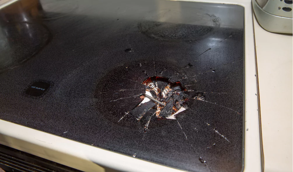 glass stove top damage