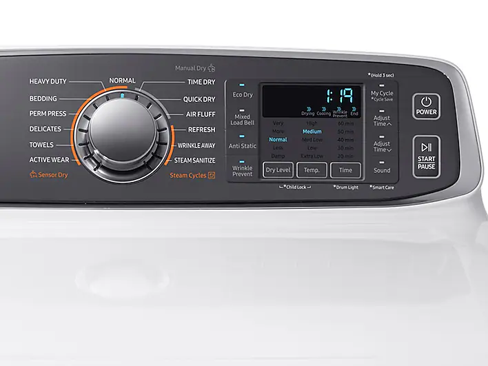 samsung dryer gas control panel