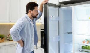 decorative refrigerator and man